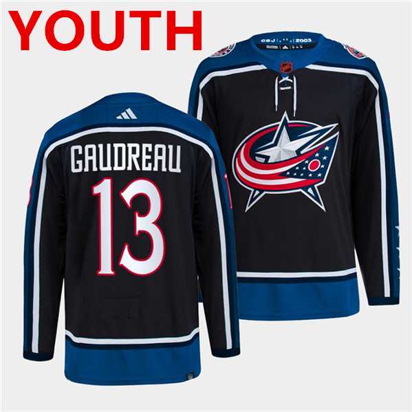 Youth Columbus Blue Jackets #13 Johnny Gaudreau Navy 2022 Reverse Retro Stitched Jersey Dzhi->nhl youth jerseys->NHL Jersey